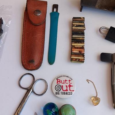 "Junk drawer" Lot - variety of nice little trinkets and treasures - marbles - knives -