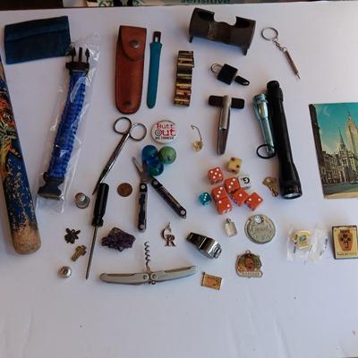 "Junk drawer" Lot - variety of nice little trinkets and treasures - marbles - knives -