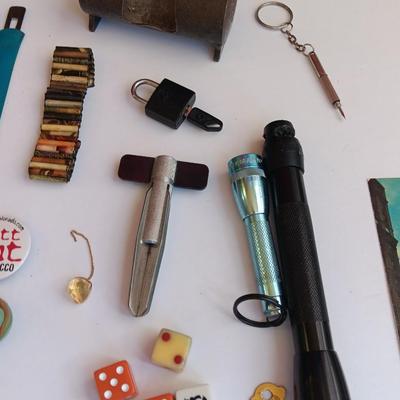 "Junk drawer" Lot - variety of nice little trinkets and treasures - marbles - knives -