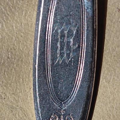 Beautiful "M" engraved Community plate silverware set with serving utensils W.M. Rogers & Son AA 1910