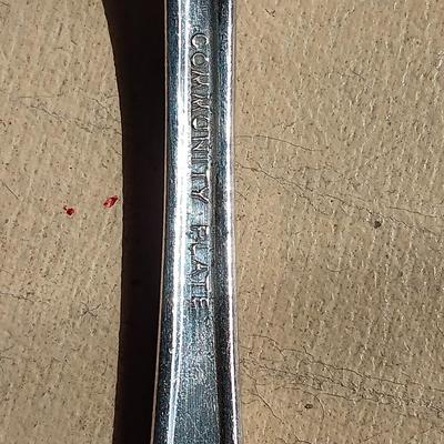 Beautiful "M" engraved Community plate silverware set with serving utensils W.M. Rogers & Son AA 1910