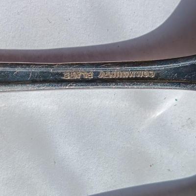 Beautiful "M" engraved Community plate silverware set with serving utensils W.M. Rogers & Son AA 1910