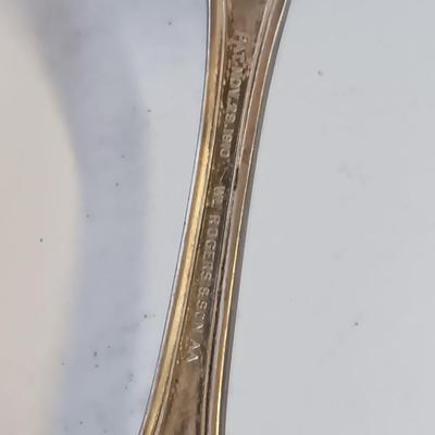 Newport Gorham Silverplate bowl with platter and some serving spoons.