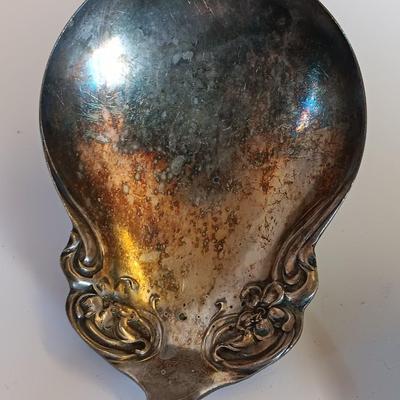 Newport Gorham Silverplate bowl with platter and some serving spoons.