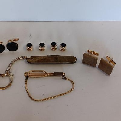 Men's Jewelry - gold toned knife, cuff links, and more