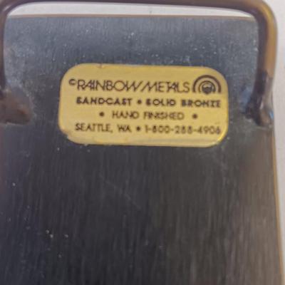 Rainbow metals hand cast solid Bronze buckle with Levenger ink pens and Officier Suisse knife