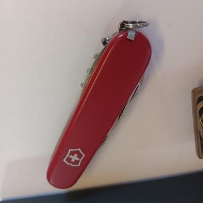 Rainbow metals hand cast solid Bronze buckle with Levenger ink pens and Officier Suisse knife