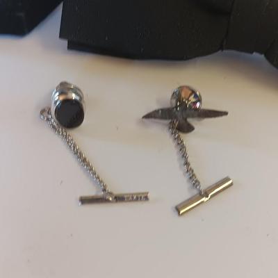 Bow ties with bolo tie and tie pins