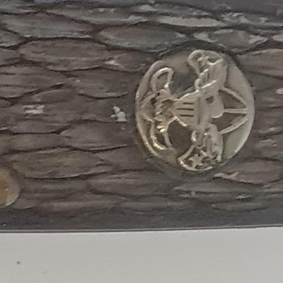 Vintage scout knife with vintage brooch and cuff links