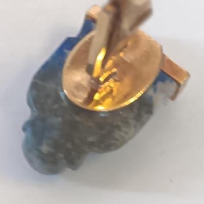 Chinese hand carved Buddha Lapis Lazuli Iguana cuff links and collectible ink pens in case