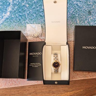 MOVADO Black Face Two Tone Stainless Steel Quartz Ladies Watch