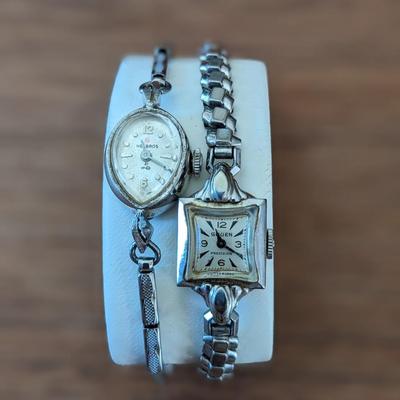 2 Lovely Antique Ladies Watches-Gruen, Helbros