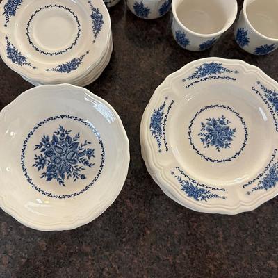 Vintage Federalist Blue and White Ironstone China Set (see description)
