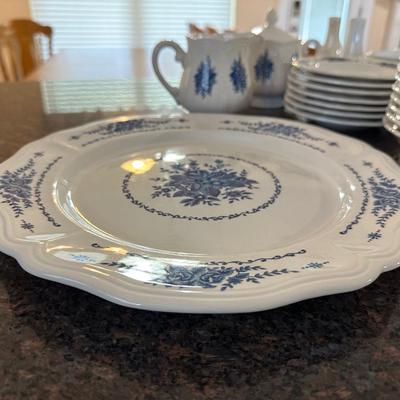 Vintage Federalist Blue and White Ironstone China Set (see description)