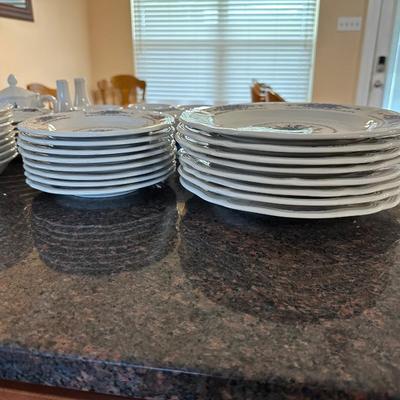 Vintage Federalist Blue and White Ironstone China Set (see description)