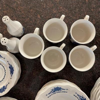 Vintage Federalist Blue and White Ironstone China Set (see description)