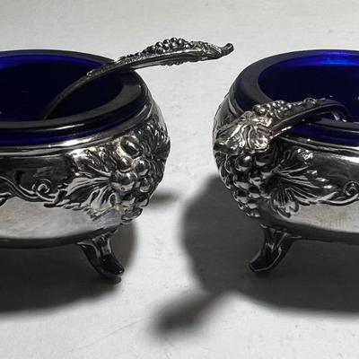 Box Set Silver Plated with Cobalt Blue Dish and Spoon.
