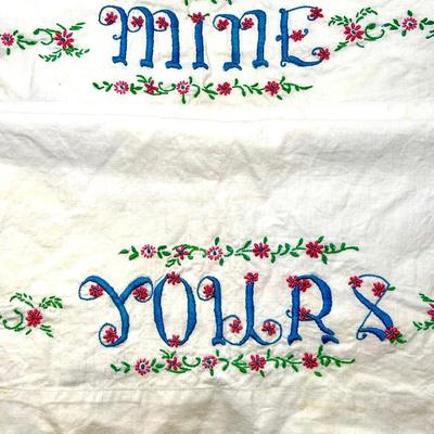 Vintage hand stitched pillowcase set