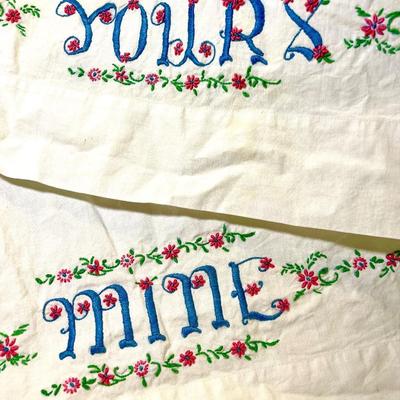 Vintage hand stitched pillowcase set