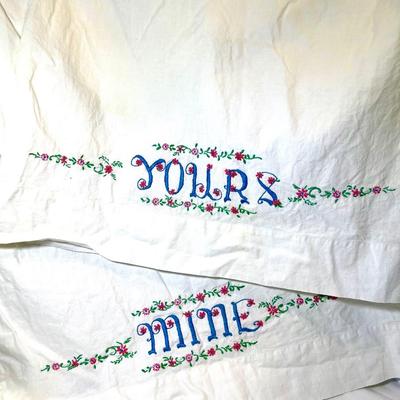 Vintage hand stitched pillowcase set