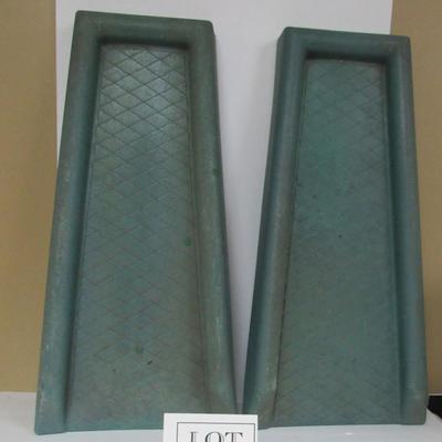 Lot 289: Pair of Older Green Hard Plastic Down Spout Splash Blocks