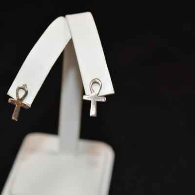 925 Sterling ANKH Earrings 1.0g