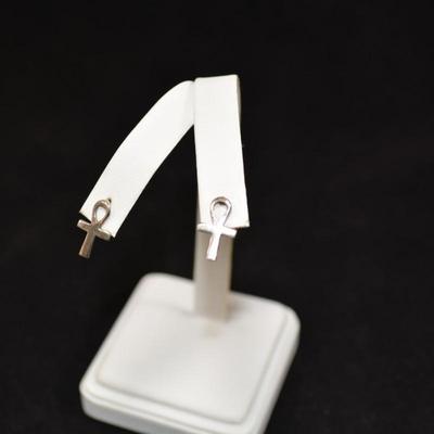 925 Sterling ANKH Earrings 1.0g