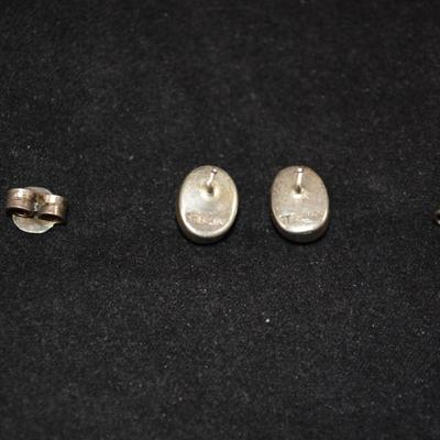 925 Sterling & Malachite Stud Earrings 3.9g