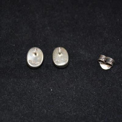 925 Sterling & Malachite Stud Earrings 3.9g