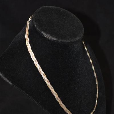 925 Sterling 3-Tone Braided Chain 18" 10.2g