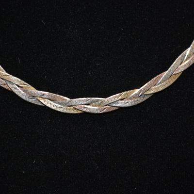 925 Sterling 3-Tone Braided Chain 18" 10.2g
