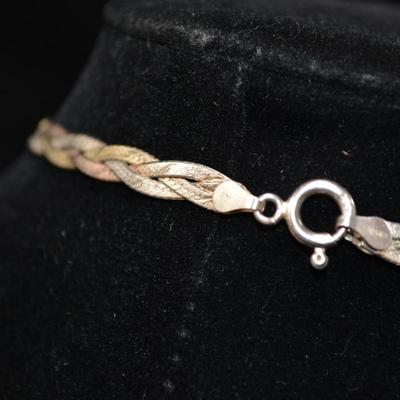 925 Sterling 3-Tone Braided Chain 18" 10.2g