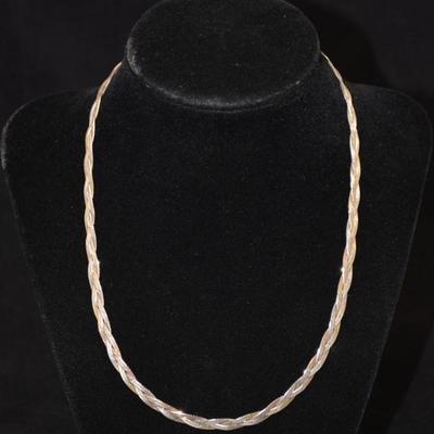 925 Sterling 3-Tone Braided Chain 18" 10.2g
