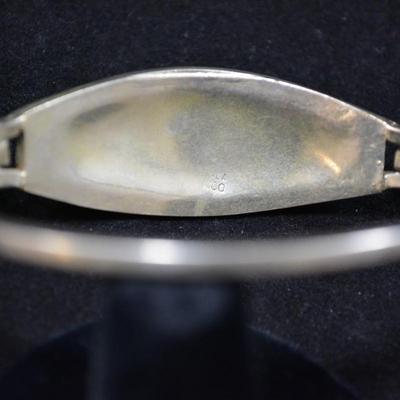 925 Sterling Clasp Bracelet with Mother of Pearl & Turquoise 7" 14.3g