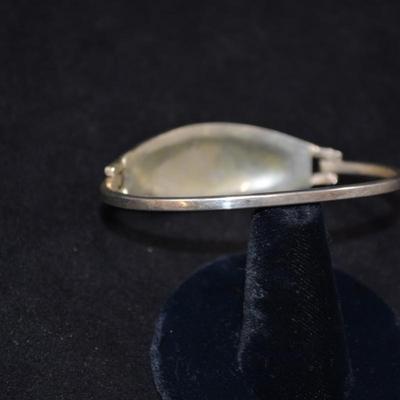 925 Sterling Clasp Bracelet with Mother of Pearl & Turquoise 7" 14.3g