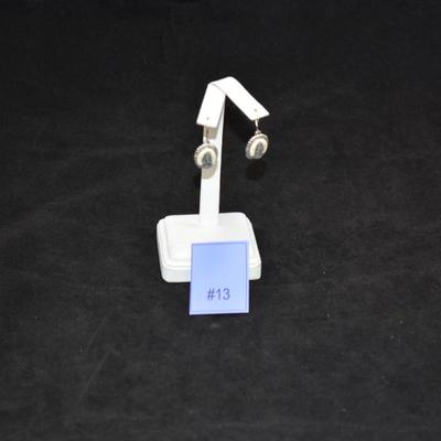 925 Sterling Bone Scrimshaw Drop Earrings 4.0g