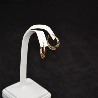 14k 3-Tone Gold Hoop Earrings 1.4g