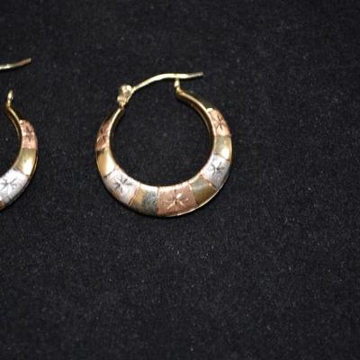 14k 3-Tone Gold Hoop Earrings 1.4g