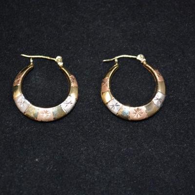 14k 3-Tone Gold Hoop Earrings 1.4g