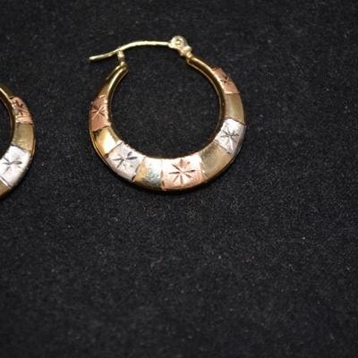 14k 3-Tone Gold Hoop Earrings 1.4g