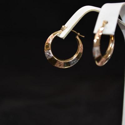 14k 3-Tone Gold Hoop Earrings 1.4g