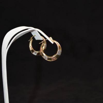 14k 3-Tone Gold Hoop Earrings 1.4g