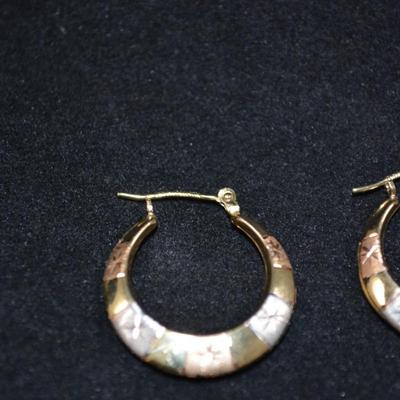14k 3-Tone Gold Hoop Earrings 1.4g