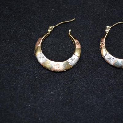 14k 3-Tone Gold Hoop Earrings 1.4g