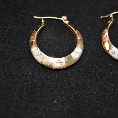 14k 3-Tone Gold Hoop Earrings 1.4g