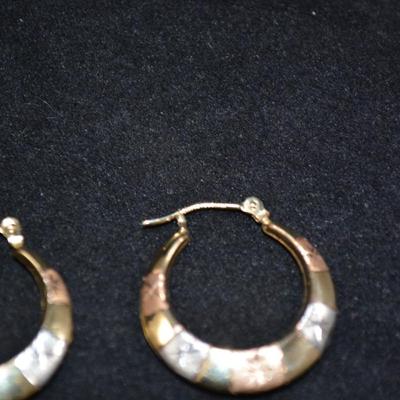 14k 3-Tone Gold Hoop Earrings 1.4g