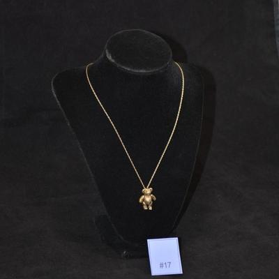 Boston Museum of Fine Arts Sterling Gold-Tone Teddy Bear with Chain 18" 12g