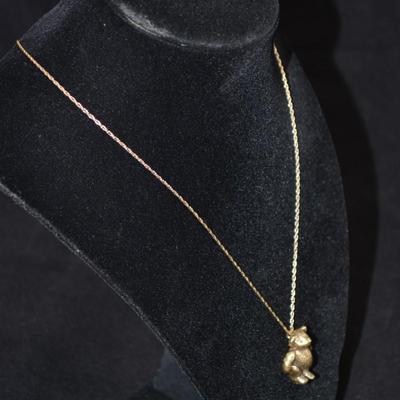 Boston Museum of Fine Arts Sterling Gold-Tone Teddy Bear with Chain 18" 12g
