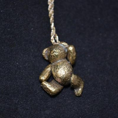 Boston Museum of Fine Arts Sterling Gold-Tone Teddy Bear with Chain 18" 12g