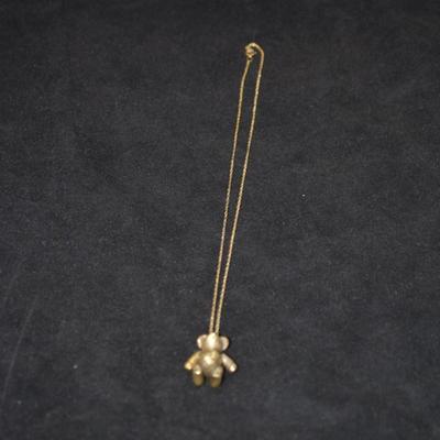 Boston Museum of Fine Arts Sterling Gold-Tone Teddy Bear with Chain 18" 12g